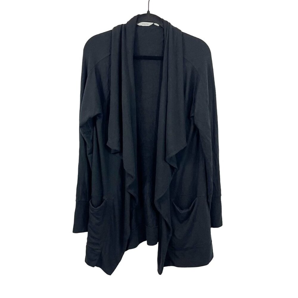 Athleta Studio Wrap Open Front‎ Waterfall Cardigan Lounge Athleisure MEDIUM